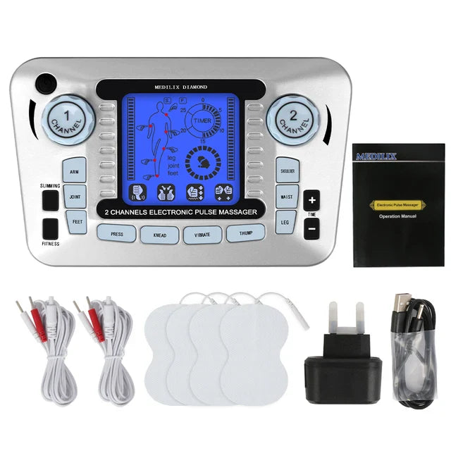 12 Modes Digital Electric Pulse Massager – TENS EMS Muscle Stimulator for Pain Relief & Body Therapy