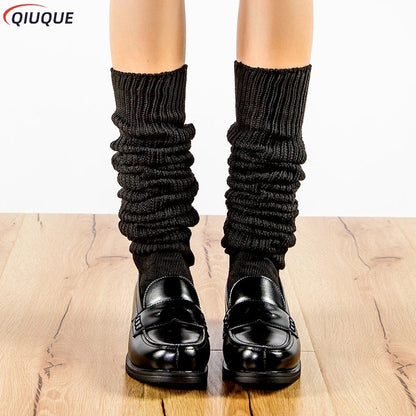 White & Black Loose Slouch Socks – JK Uniform Cosplay Leg Warmers for Women & Girls