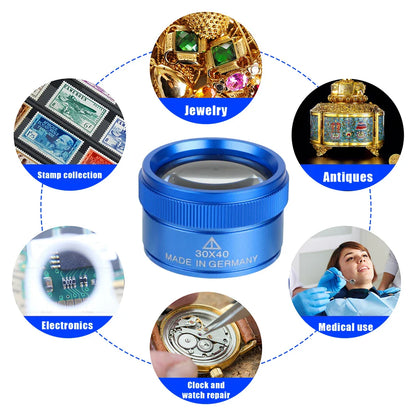 Portable Alloy 40x Magnifier for Jewelry Repair – High-Quality Pearl & Gemstone Precision Tool