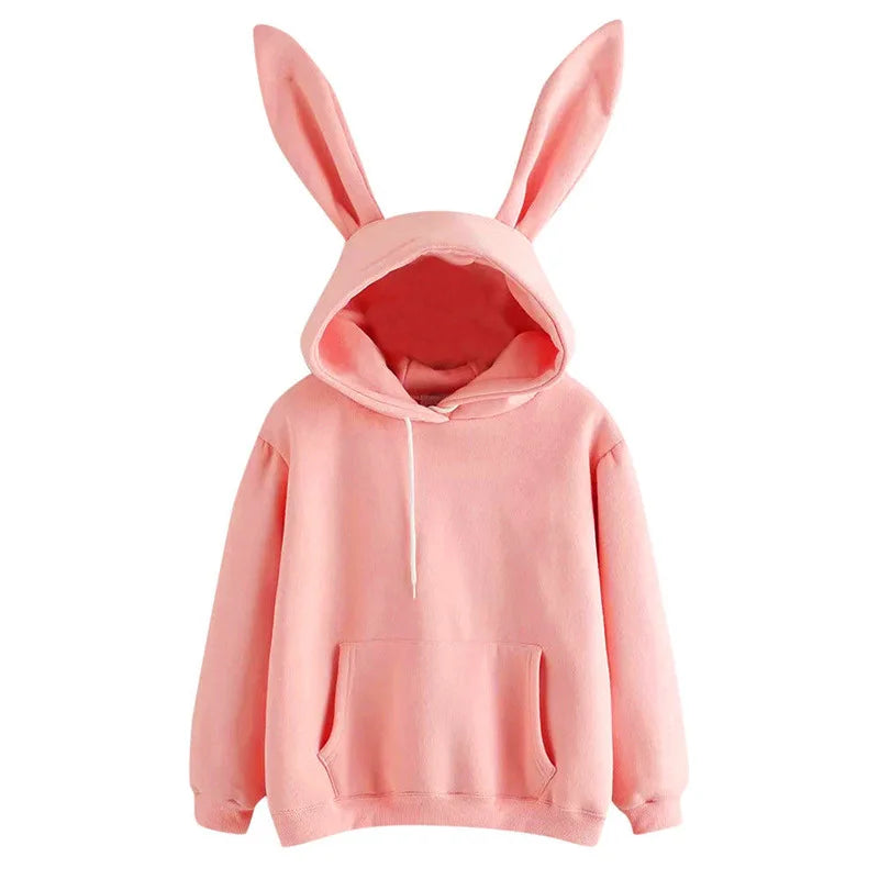 Women's Rabbit Hooded Hoodie - Harajuku Loose Casual Autumn Winter Coat