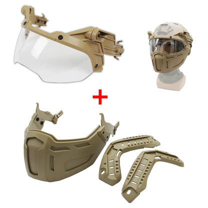 Tactical FAST Helmet Half Face Mask with Flip Goggles – Airsoft, Paintball, and Hunting Gear Accessories