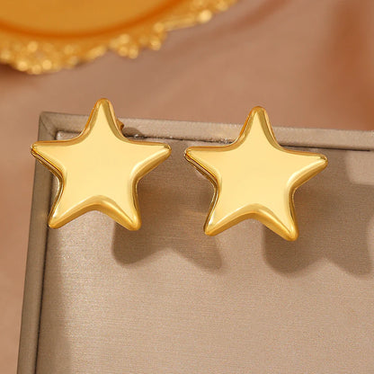 Stainless Steel Star Stud Earrings — Exquisite Sparkling Fairy Jewelry for Women, Ornate Texture, Perfect Gift for Best Friend