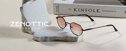 ZENOTTIC Retro Small Polygon Polarized Sunglasses — Metal UV400 Anti-Glare Shades for Men & Women, Driving & Outdoor Eyewear