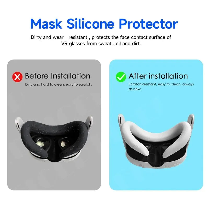 FICEP Silicone Face Cover for Meta Quest 3 — Replacement Dust & Sweat-Resistant Protective Mask Accessory