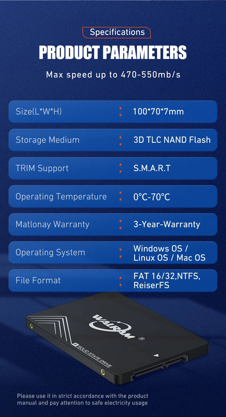 WALRAM SSD 240GB, 120GB, 480GB – 2.5" SATA3 Solid State Drive for Desktop & Laptop, Available in 128GB, 256GB, 512GB, 1TB