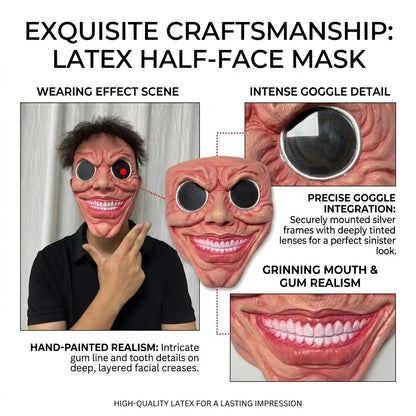 Scary Smile Half Face Mask - Creepy Black Hole Horror Halloween Cosplay Costume