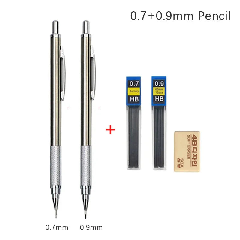 Full Metal Mechanical Pencil Set — 0.3–2.0mm Automatic Pencils for Art, Drawing & School