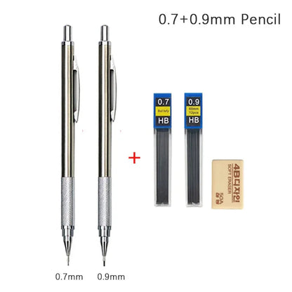 Full Metal Mechanical Pencil Set — 0.3–2.0mm Automatic Pencils for Art, Drawing & School
