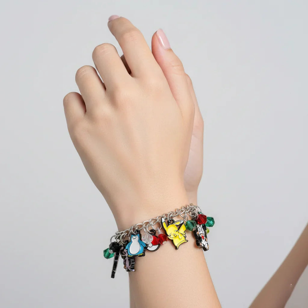 Pokémon Anime DIY Beaded Bracelet Set – Pikachu, Squirtle & Eevee Evolution Cartoon Pendant Jewelry Gift for Parties & Birthdays