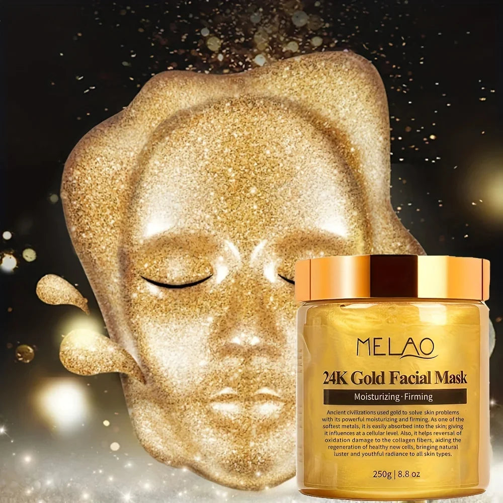 MELAO 24K Gold Collagen Face Mask – Moisturizing & Brightening Facial Treatment for Glowing Skin