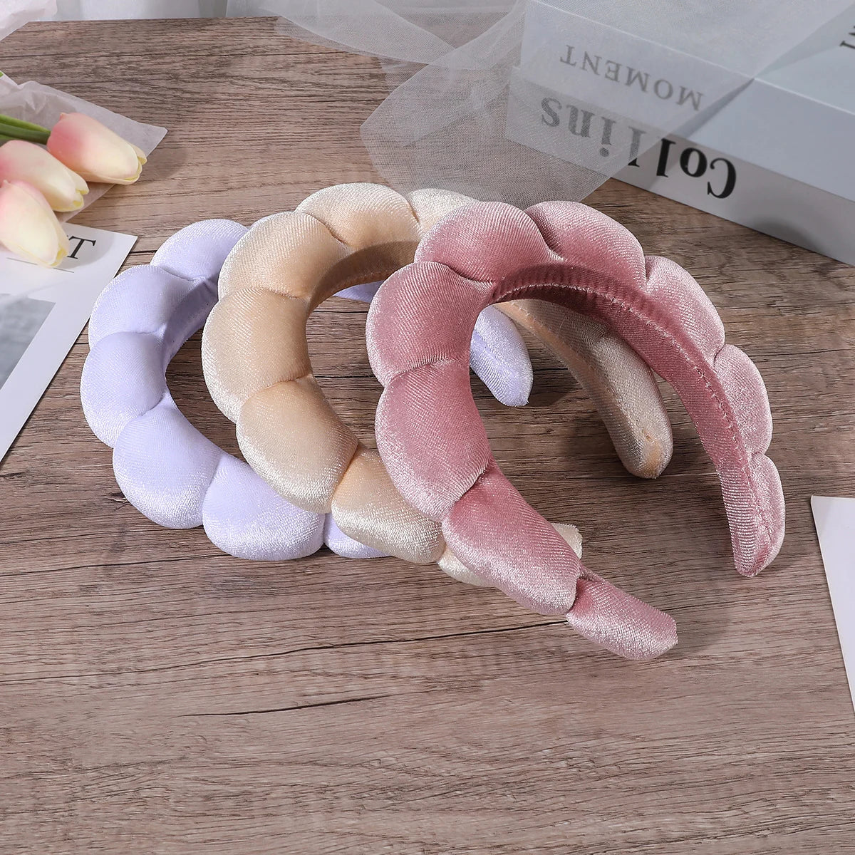 Sponge Headband for Women & Girls - Puffy Hair Band, Bubble Terry Cloth Makeup & Spa Accessory, Retro Hairwear