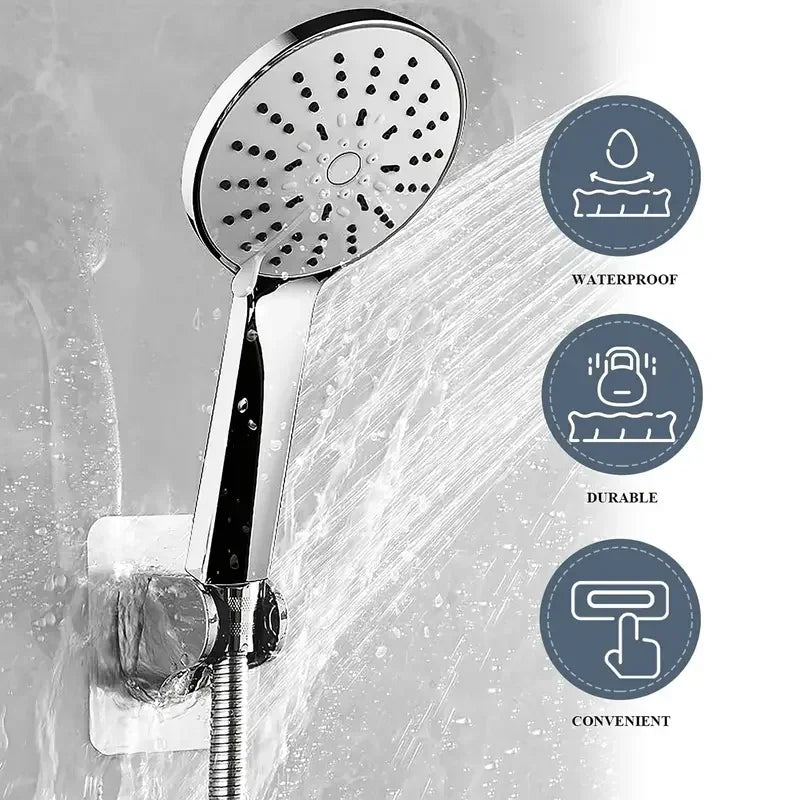 Universal Wall-Mounted No-Drill Showerhead Holder – Adjustable Self-Adhesive Bathroom Bracket