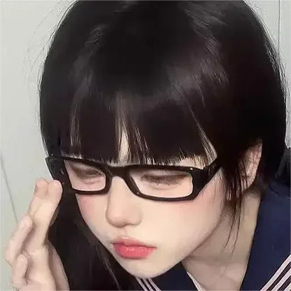 Japanese Korean Retro Square Glasses – Harajuku Clear Frame Eyewear with Blue Light Blocking