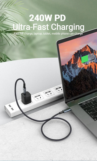 240W USB-C to USB-C Fast Charging Cable — 39.37” Braided High-Speed 40Gbps with 8K Video for iPhone 15 Pro/Max & Samsung Galaxy S22/23