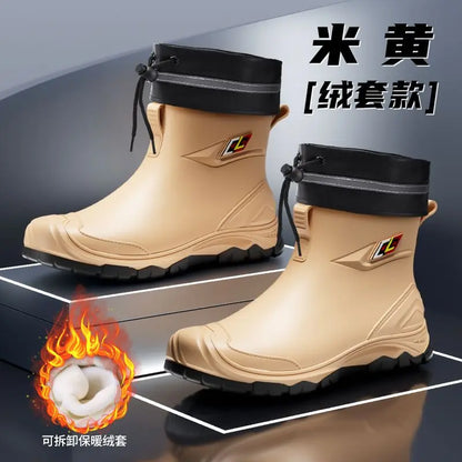 2024 Men's Waterproof Water Boots — Non-Slip Rubber Work Shoes for Outdoor Rain, Camping & Fishing