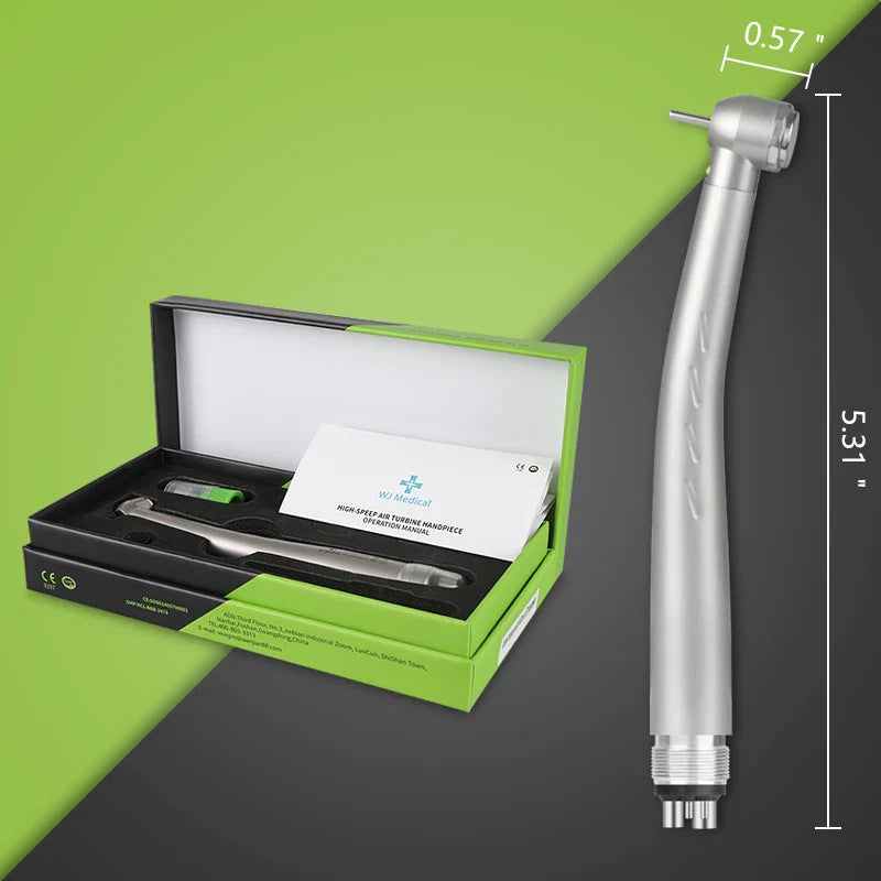Dental LED High-Speed Handpiece — E-Generator Air Turbine with Push Button, Triple Water Spray & Dentist Tips Model B2 M4
