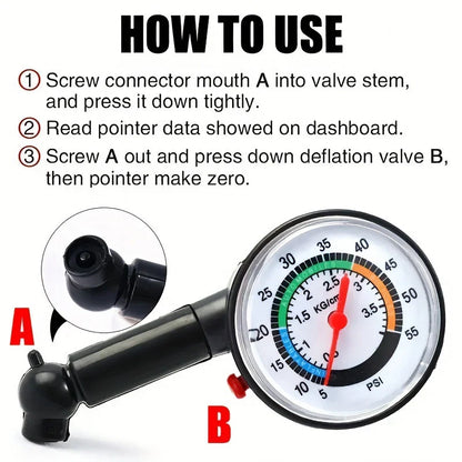 High Precision Car Tire Pressure Gauge – Auto Tire Inflation and Deflation Measurement Meter | Tyre Pressure Detector