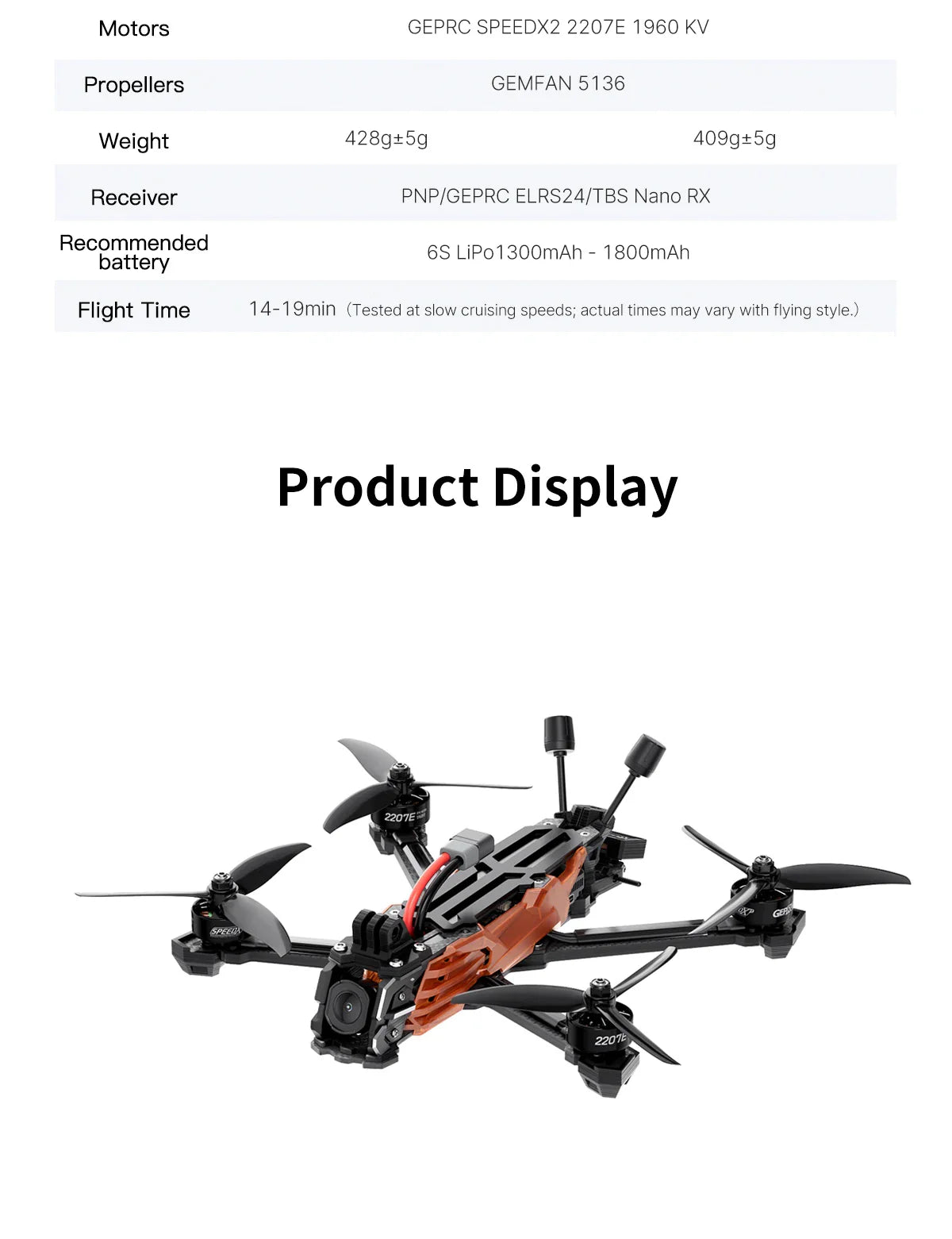GEPRC Vapor-X5 D5 HD FPV Drone 5" – 4K 120fps Recording, O4 Air Unit, 2207E 1960KV Motor, Freestyle Quadcopter