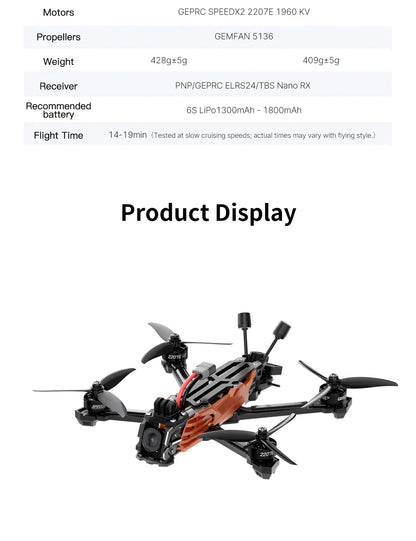 GEPRC Vapor-X5 D5 HD FPV Drone 5" – 4K 120fps Recording, O4 Air Unit, 2207E 1960KV Motor, Freestyle Quadcopter