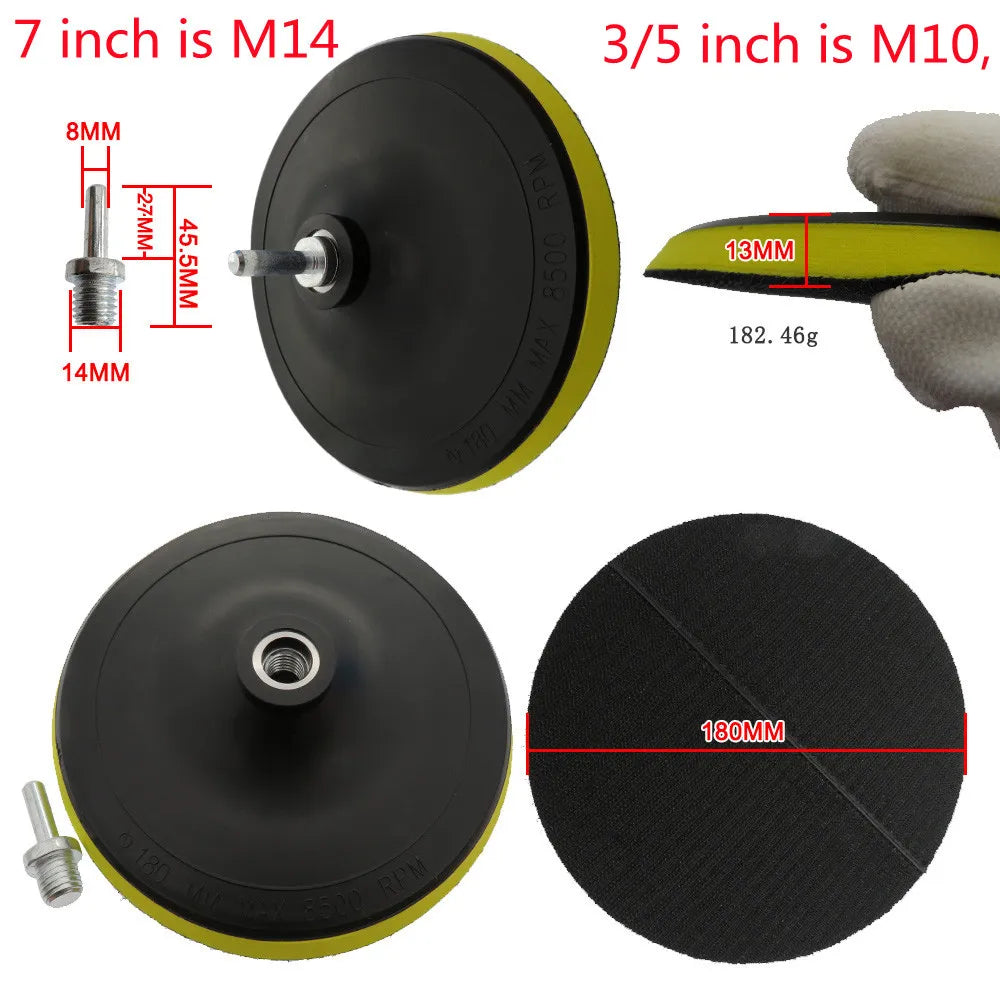 3/5/7-Inch Car Polishing Disc 8pcs Set — Self-Adhesive Buffing, Waxing, and Wool Pads for Car Polisher with Drill Adapter