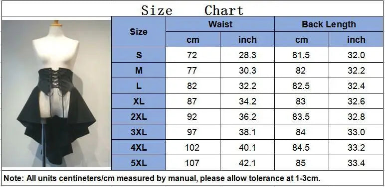 Women’s Lolita Gothic Punk Skirt – Waist-Up Bandage Irregular Hem Halloween Costume