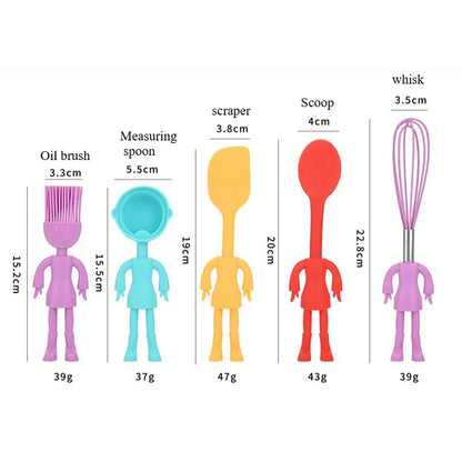 5-Piece Cartoon Silicone Baking Tools Set – Food-Grade Non-Stick Heat-Resistant Spatulas for Kitchen