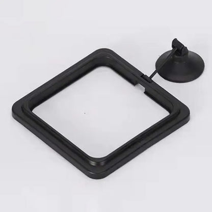 Aquarium Feeding Ring Fish Tank Floating Food Tray - Square Circle Feeder Accessory with Suction Cup - Black