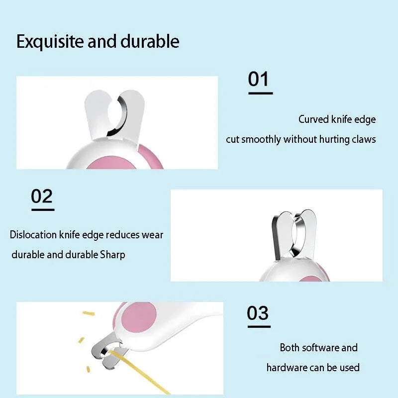 LED Light Pet Nail Clipper Cutter: Professional Claw Trimmer with Safety Lock - Grooming Tool Kit for Cats, Dogs, and Other Animals