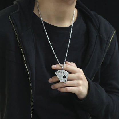 Ace of Spades Playing Card Necklace – Trendy Pendant Chain for Men & Women