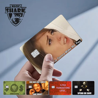 Conch Money Bow Anime Card Sticker - Spend or Save Meme Credit Debit Card Skin