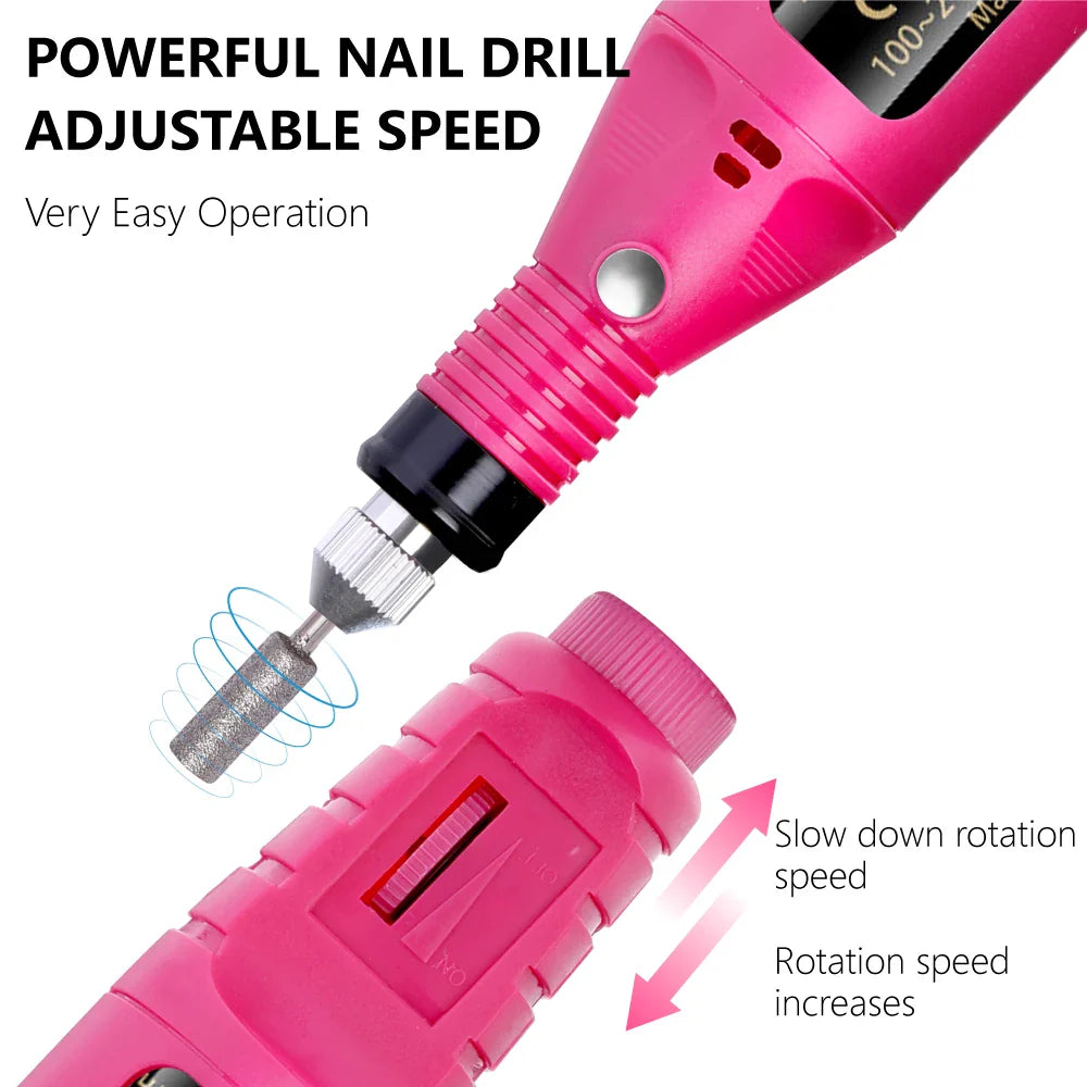 LULAA Electric Nail Drill Machine Set - Strong Function Sander for Gel Polish Removal and Manicure