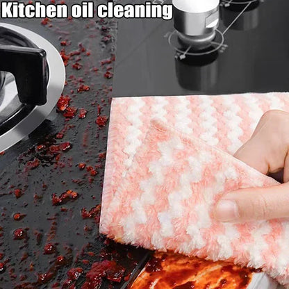 Microfiber Velvet Cleaning Cloth – Thickened, High-Absorbent Dishcloths for Kitchen, Washing & Household Wiping