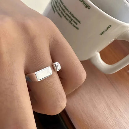 VENTFILLE 925 Sterling Silver Ring for Women - Geometric Hollowed-Out Design, Overlapping Simple Style, Perfect Gift