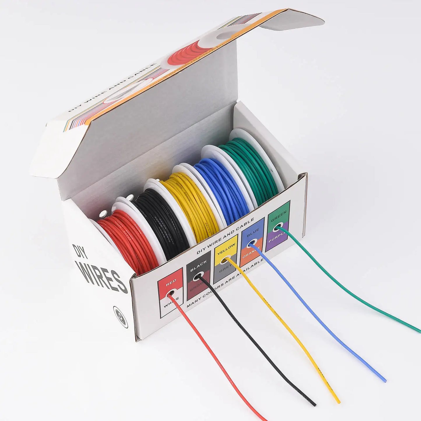 22AWG Flexible Silicone Electric Wire – 22 Gauge Stranded Tinned Copper, 5 Colors, 16.4ft/5m or 32.8ft/10m