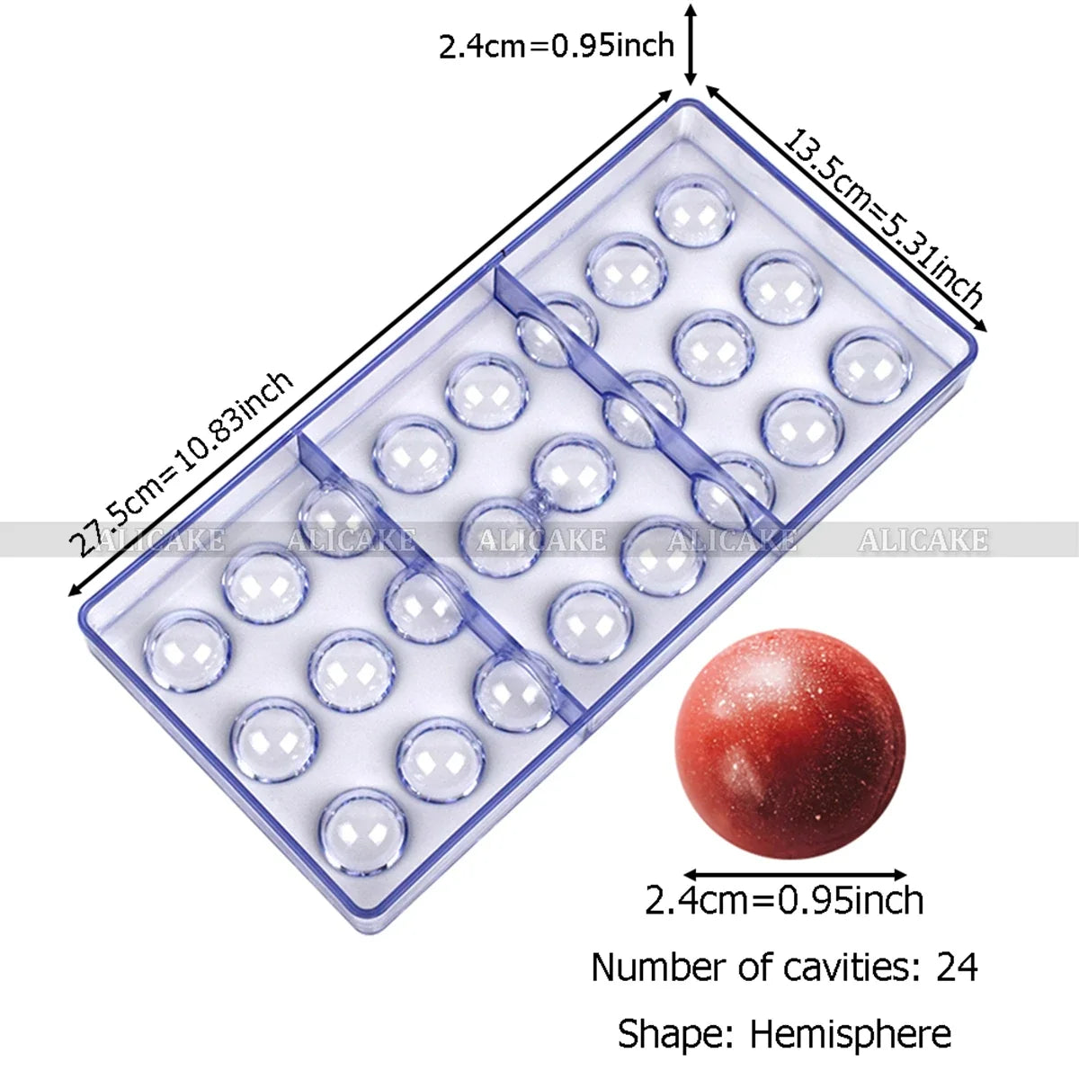 3D Polycarbonate Chocolate Mold - Sphere Diamond Chocolate Bomb & Bonbon Baking Mold for Professional Candy Making
