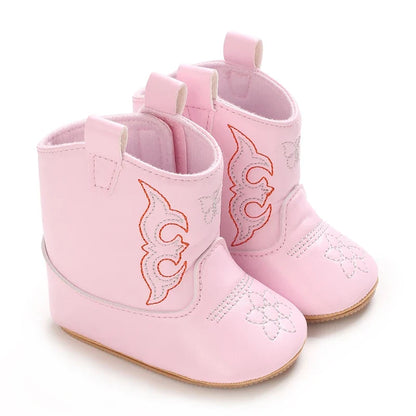 Western Denim Baby Winter Boots - Warm Casual First Walker Shoes for Boys & Girls 0-18 Months