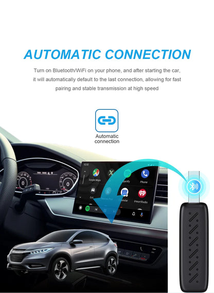 2 in 1 Wireless CarPlay & Android Auto Adapter – Wired to Wireless Dongle, Bluetooth Plug & Play Mini Box