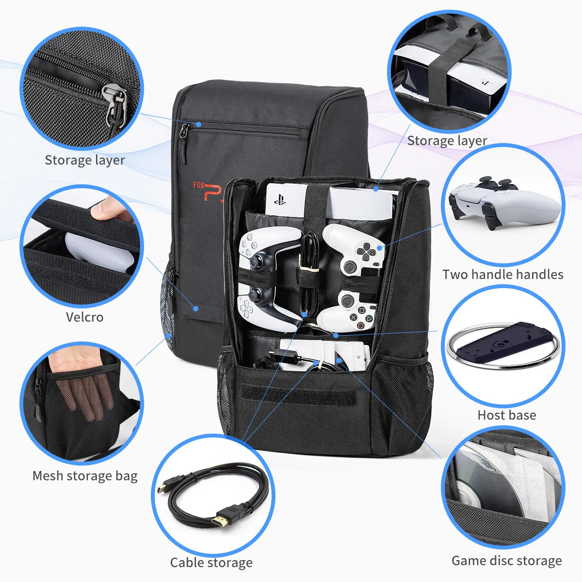 PS5 Pro & Slim Gaming Backpack — Large-Capacity Protective Travel Case for Console & Accessories