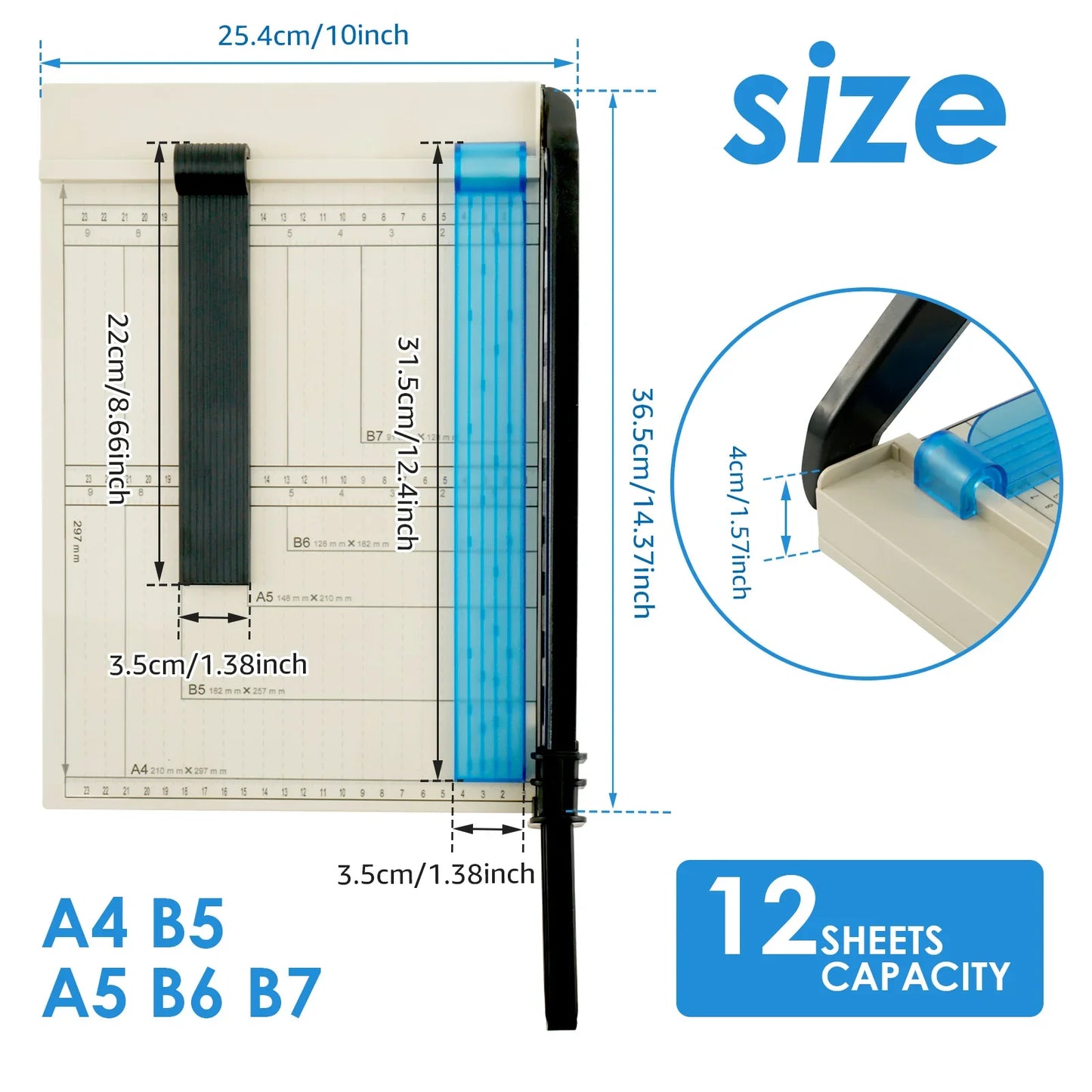 Guillotine Paper Cutter — Accurate DIY Paper Slicer with Safety Guard & Blade Lock, 12-Sheet Capacity