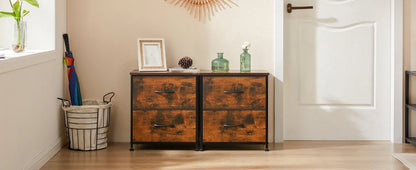 Nightstand Bedside Table – Coffee, Sofa & Tea Table with 2 Fabric Drawers for Bedroom Storage & Clothes Display