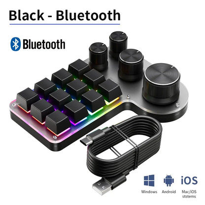 12-Key 4-Knob RGB Programming Macro Keyboard – Hot Swappable Mechanical Gaming Macropad for Photoshop, Editing & Custom Shortcuts
