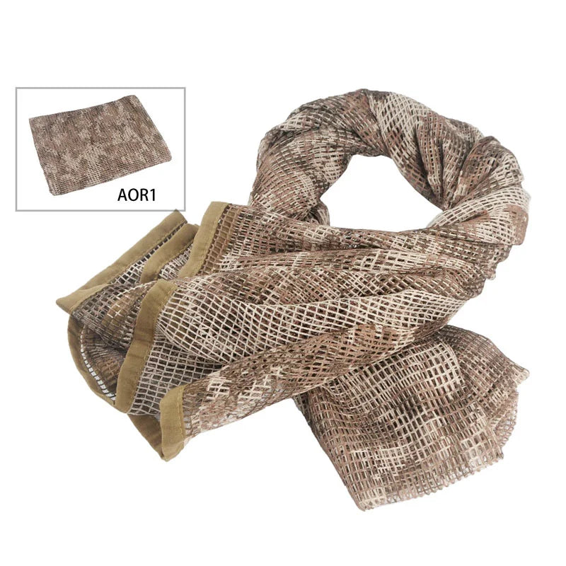Tactical Camouflage Mesh Scarf - Outdoor Sports, Sniper Face Veil for Wargame, Camping, Hunting, and Cycling