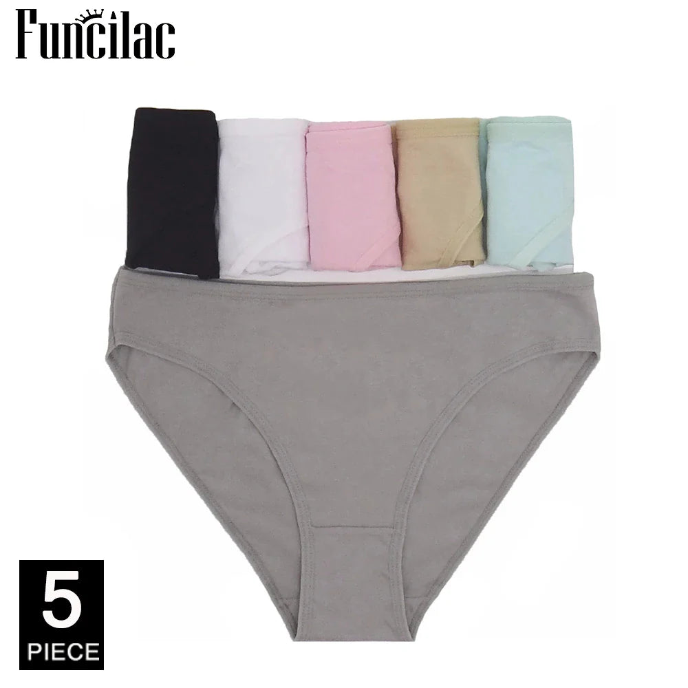 5-Pcs Women’s Cotton Panties Set – Sexy Bikini Briefs for Girls & Ladies, Free Shipping