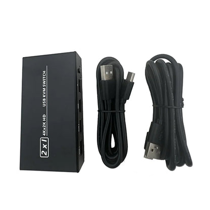 4K 2K HDMI USB KVM Switch 2-in-1 – Dual Computer Share 1 Monitor, Keyboard, Mouse & Printer Support