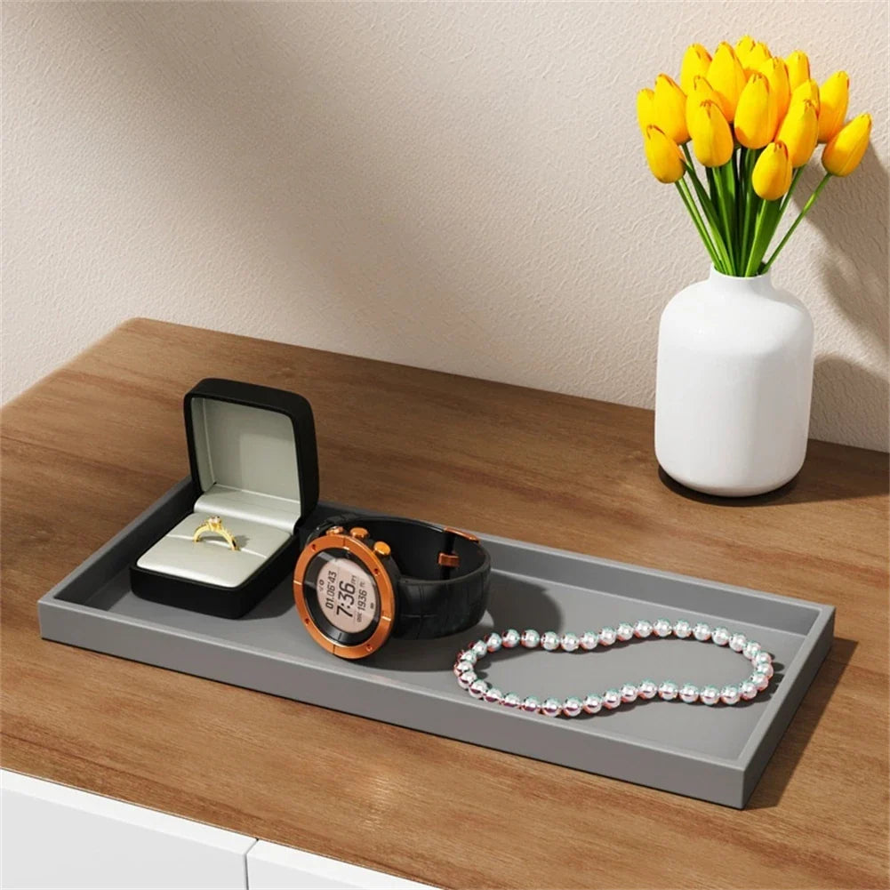 Silicone Bathroom Counter Tray – Vanity Organizer for Soap, Dispensers & Dressing Table Storage