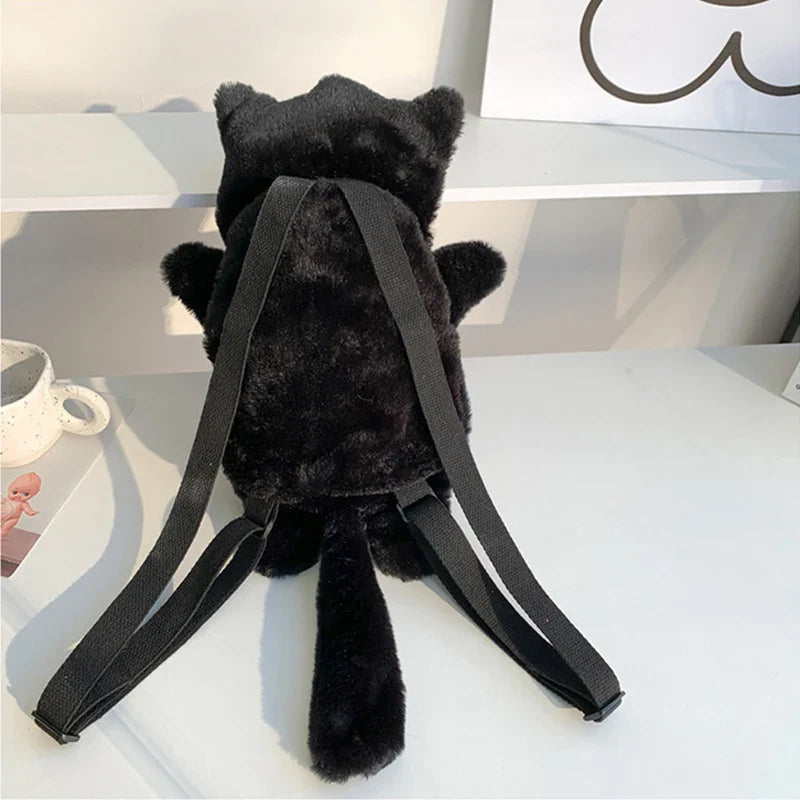 Skull Plush Gothic Backpack – Furry Winter Water Bottle Bag, Skeleton Doll Shape for Women, Birthday Gift