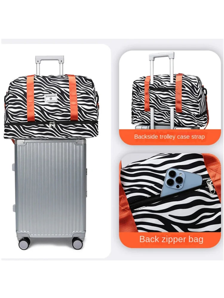 Women’s Carry-On Travel Bag – Spacious Animal Print Nylon Gym & Sports Bag, Large Capacity Weekend Overnight Bag