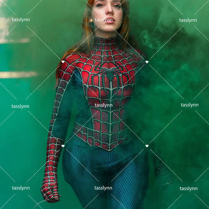 Spider-Raimi Cosplay Costume – Spider Girl Zentai Spandex Bodysuit for Halloween, Party & Anime Geek Outfit