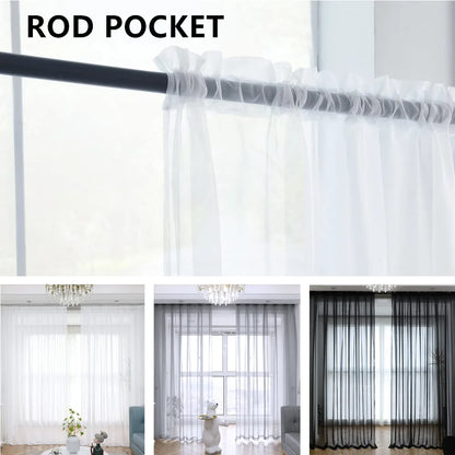 Shading Solid White Sheer Curtains - Modern Tulle Voile Organza for Living Room and Kitchen Window Decoration