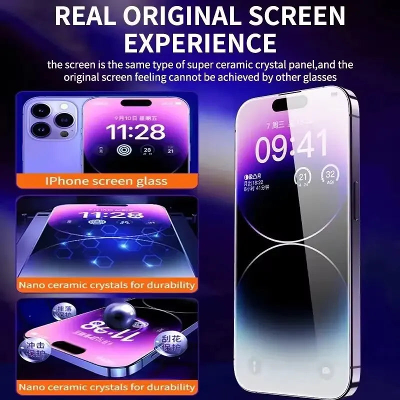 8K HD Tempered Glass Screen Protector for iPhone 16 Pro Max, 11, 12, 13, 14, SE (2020/2022) – Auto Dust Removal, 1-2pcs